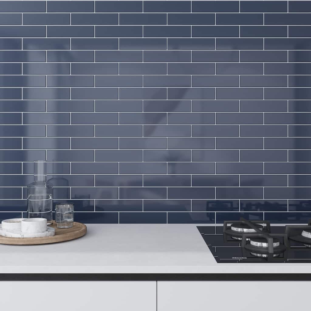 Apollo tile 2" x 8" Arte Glossy Blue Ceramic Tile (5.38 sq ft/case) - 50 Pack