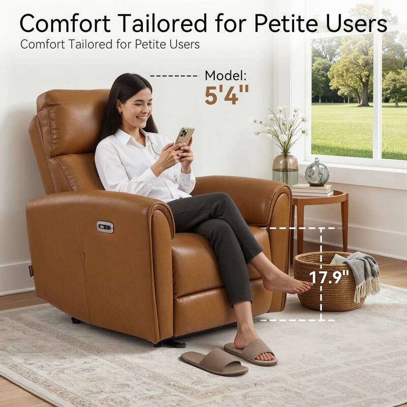 MCombo Power Small Recliners, Modern Zero Wall Hugger Recliners Chair with Lumbar Support, USB and Charging Ports, FSC Certified