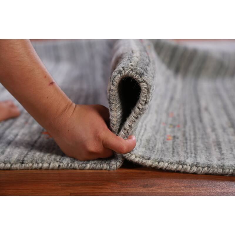 Hand Knotted Oriental 100% Wool Carpet Tribal Tribal Greys & Charcoal Gabbeh Area Rug - 12' 2'' X 9' 4''