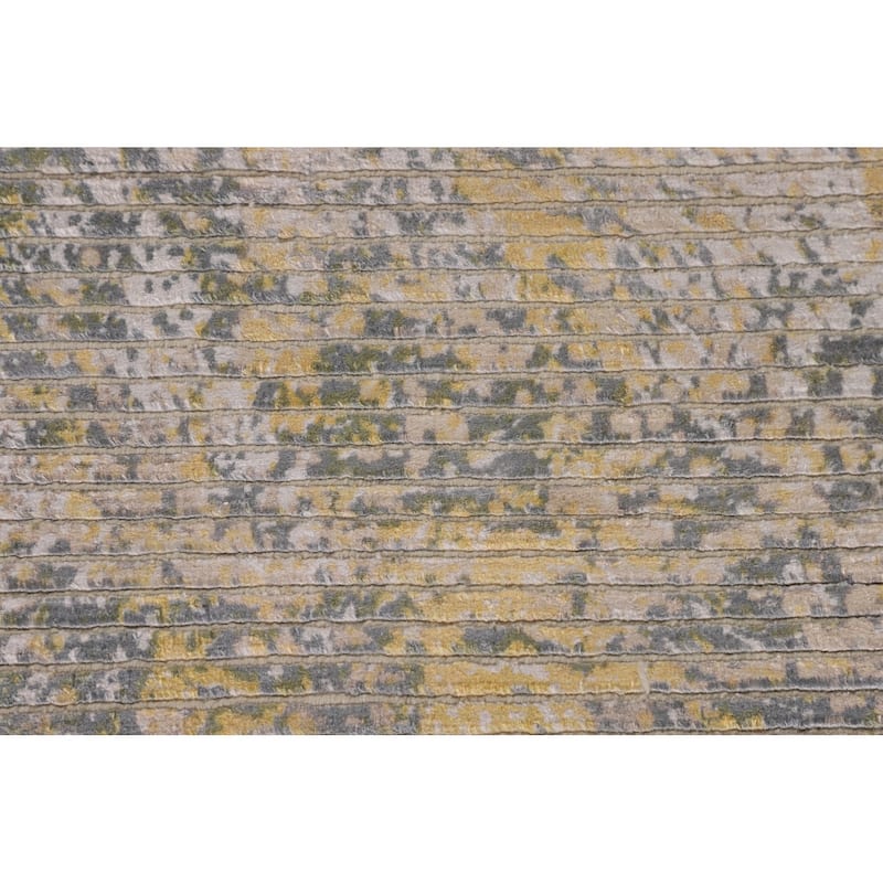All-Over Striped Abstract Modern Area Rug Handmade Wool Carpet - 5'5" x 7'5"
