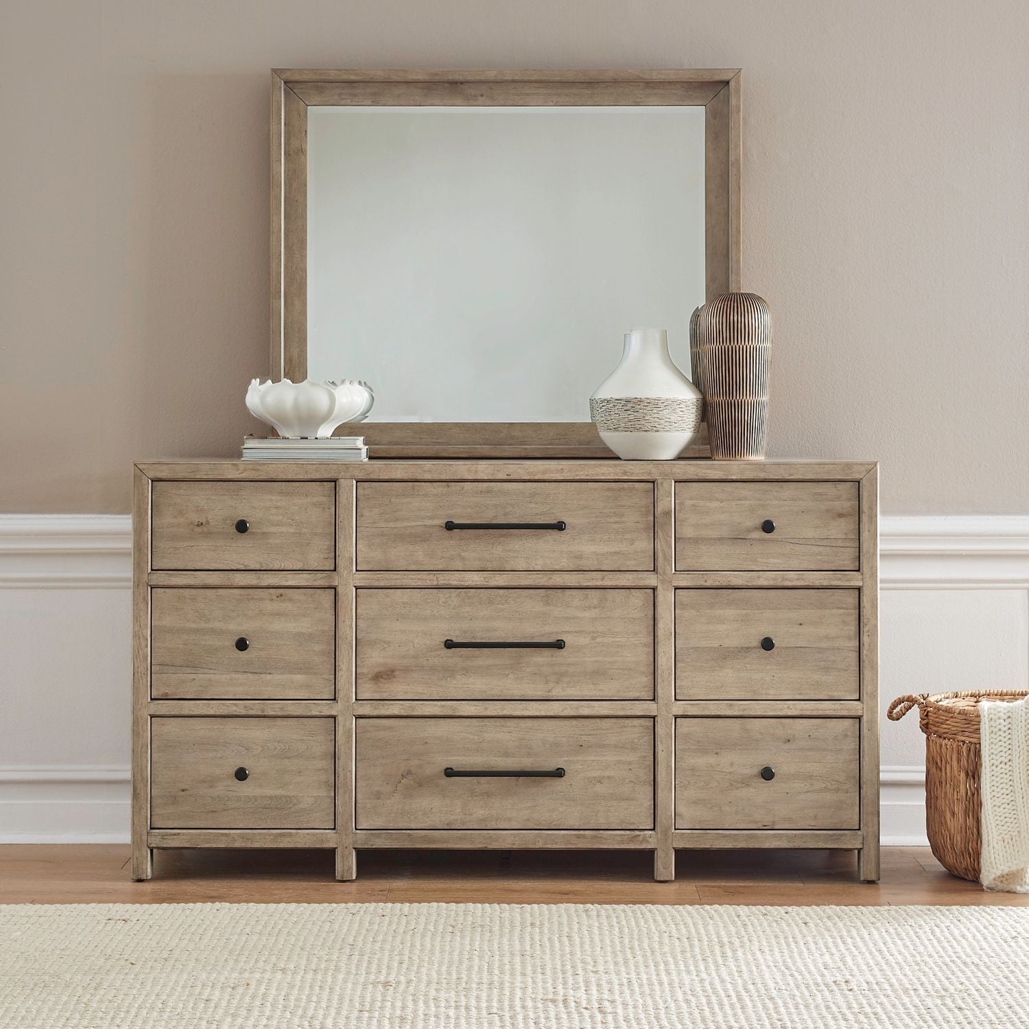 Liberty Furniture Proximity Place Bedroom Dresser & Mirror Barley Buff