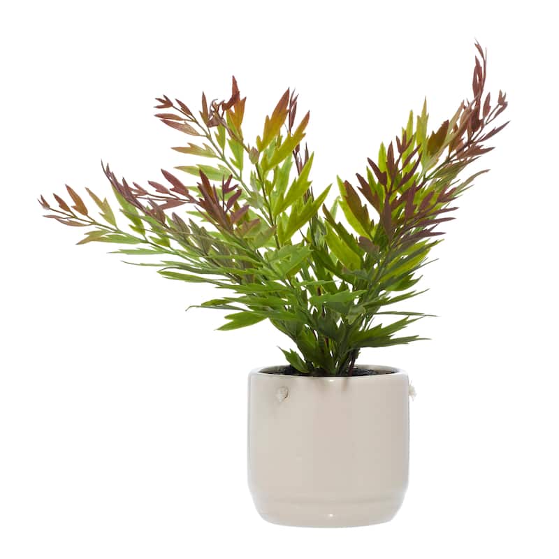 Beige Ceramic Contemporary Artificial foliage 13 x 11 x 12 11 x 12 x