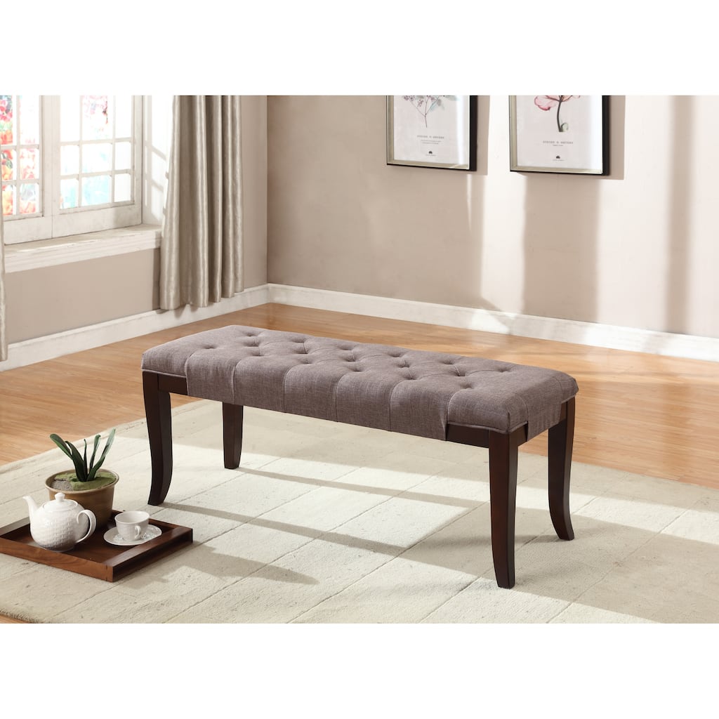 Linon Fabric Brown Tufted Bench