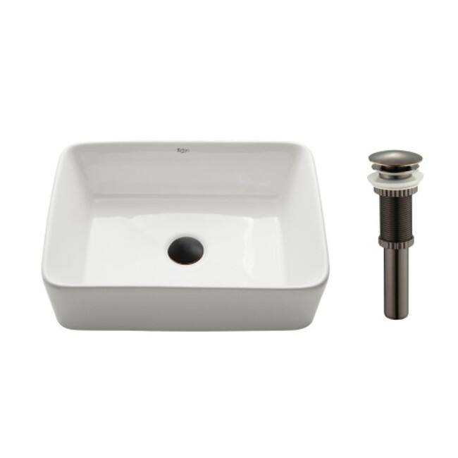 Kraus 18-3/4" Ceramic Vessel Bathroom Sink - Includes Pop-Up Drain - Oil Rubbed Bronze
