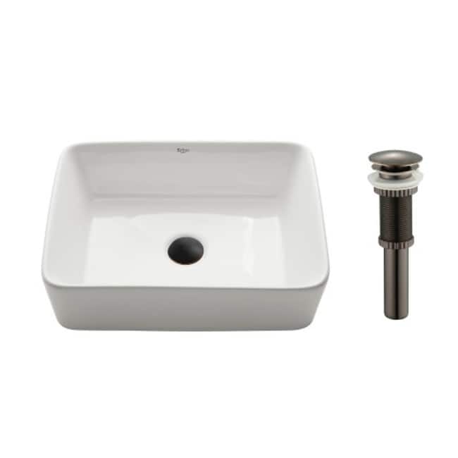 Kraus 18-3/4" Ceramic Vessel Bathroom Sink - Includes Pop-Up Drain