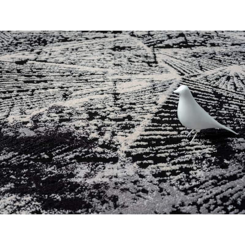 Bergamo Collection Black/Gray/Cream Abstract Geometric Area Rug