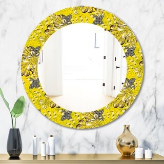 Designart 'Yellow Moods 6' Printed Modern Mirror - Oval or Round Wall ...