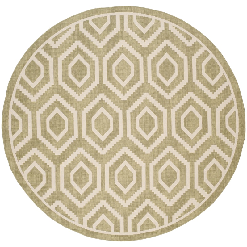 SAFAVIEH Courtyard Carolee Indoor/ Outdoor Patio Backyard Rug - 7'10" Round - Green/Beige