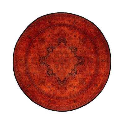 Overdyed One-of-a-Kind Hand-Knotted Area Rug - Orange - 12' 1" x 12' 1"
