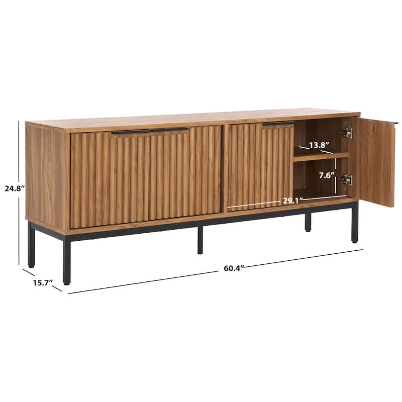 SAFAVIEH Deandra 4-Door Entertainment Media Stand (Fits Up To 65" Flatscreen TV) - 60.8 In. x 17.7 In. x 24.6 In. - 61Wx18Dx25H