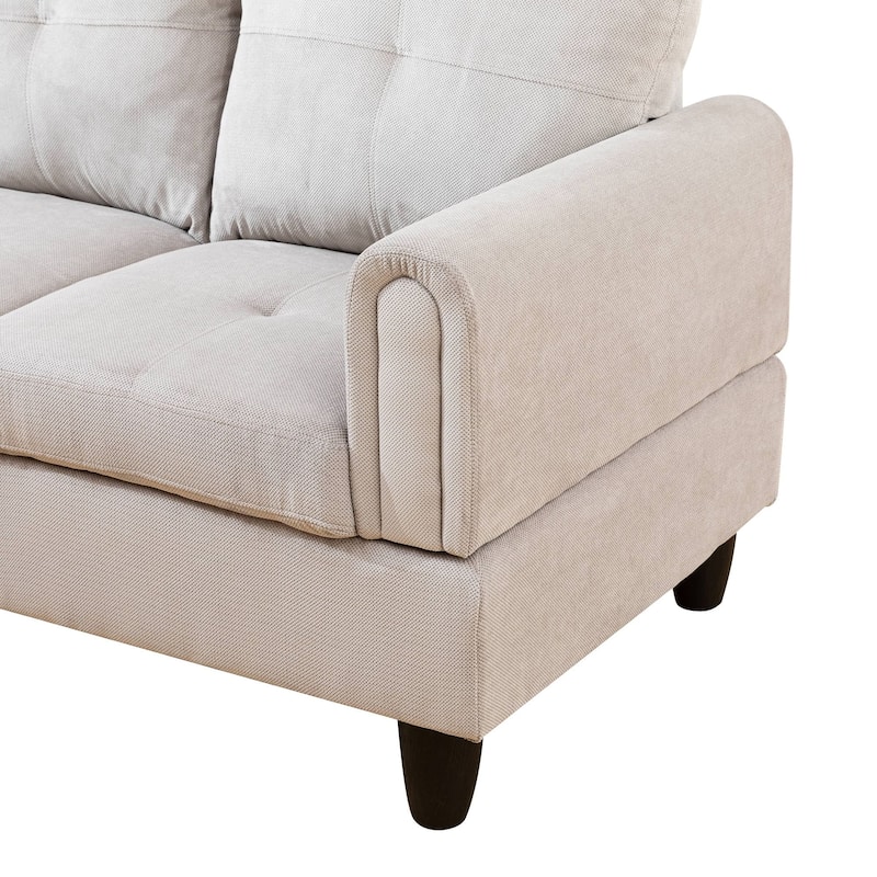 Grey White Corduroy 3-Piece Living Room Sofa Set