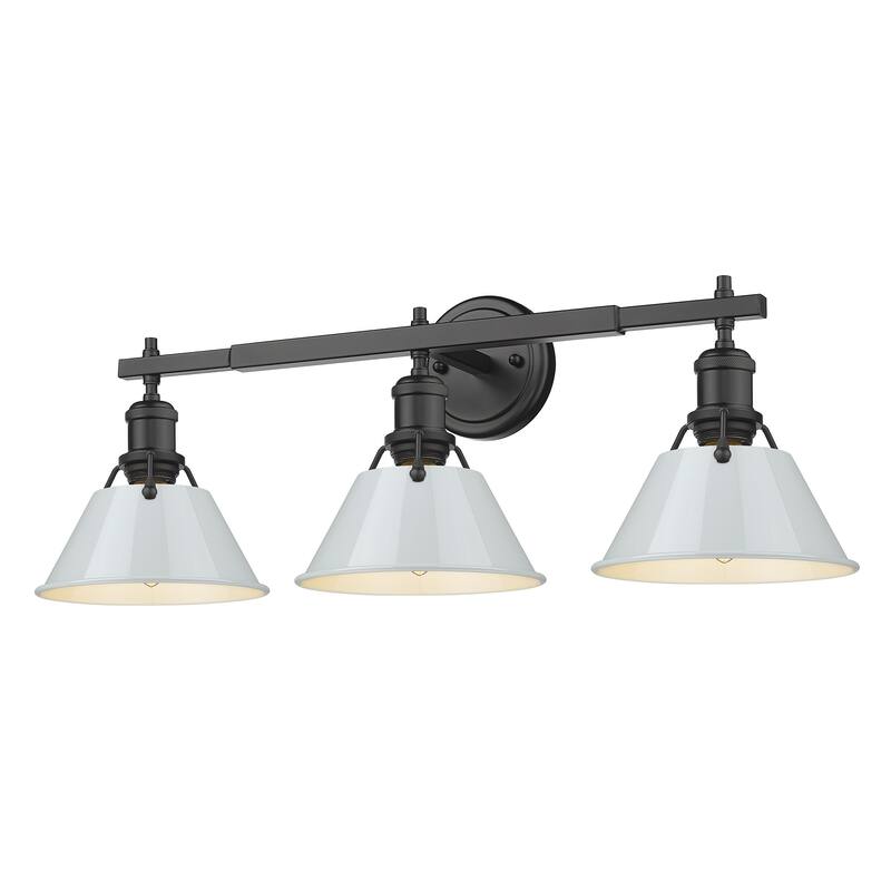 Orwell 3-Light Vanity Light in Matte Black with Dusky Blue