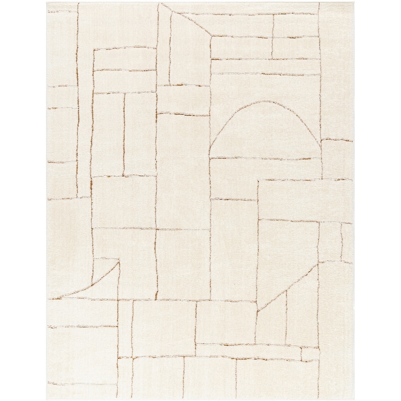 Livabliss Freud Modern Abstract Lines Area Rug - Burnt Orange/Cream - 2' 8" x 7' 3"