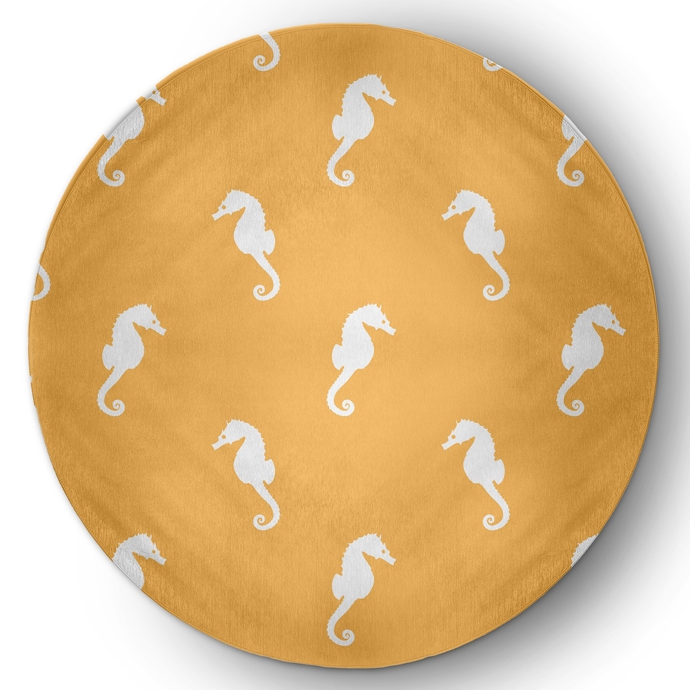 Sea Horses Beach Style Chenille Area Rug
