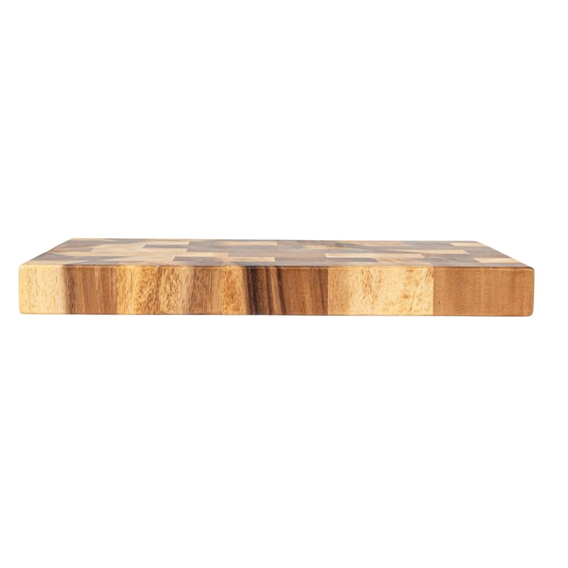 Suar Wood End Grain Cheese and Cutting Board - 14.7"L x 9.5"W x 1.4"H