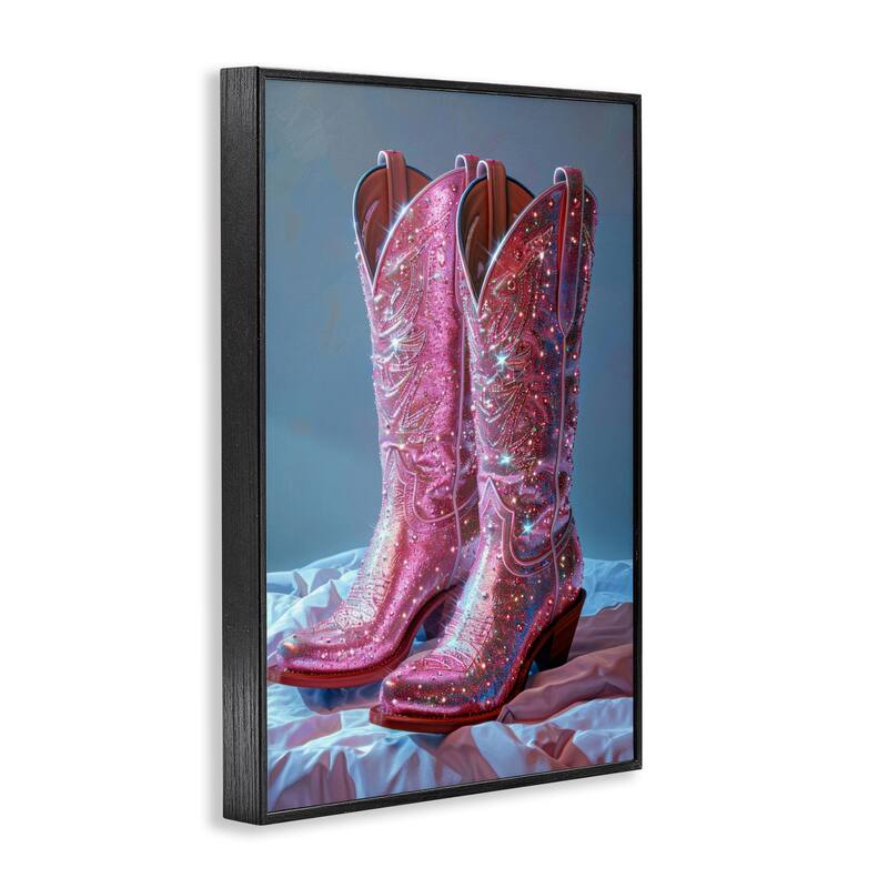Stupell Dazzling Pink Glam Cowgirl Boots Framed Giclee Art Design By LSR Creative Studio