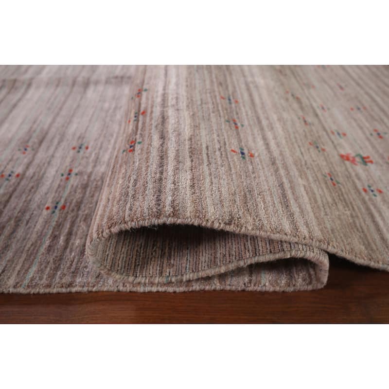 Striped Gabbeh Indian Area Rug Handmade Wool Carpet - 9'0"x 11'8"