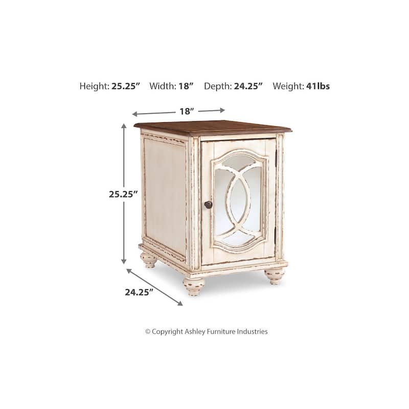 Signature Design by Ashley Nettle Bank White and Brown Wooden Chairside End Table