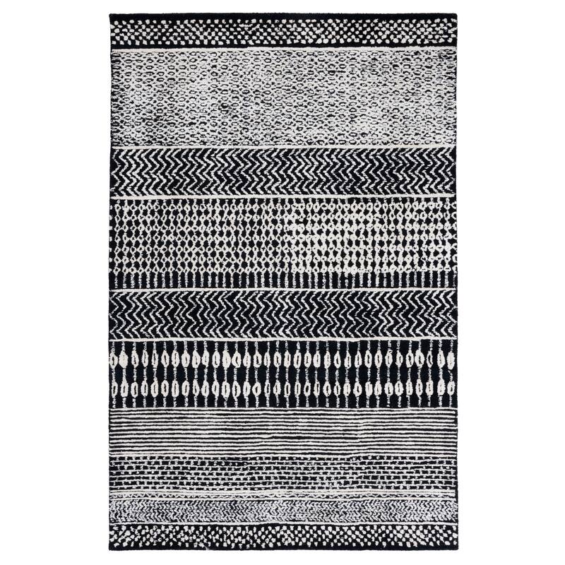 SAFAVIEH Handmade Glamour Shag Modern Viscose Rug - 5' x 8' - Black/Ivory