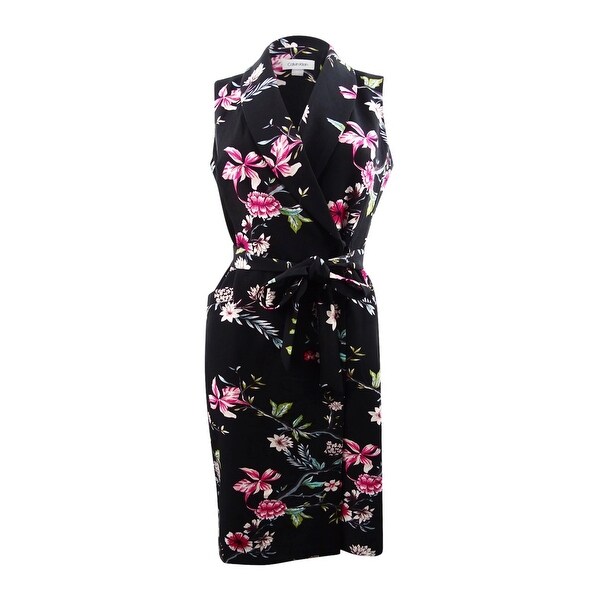calvin klein floral wrap dress