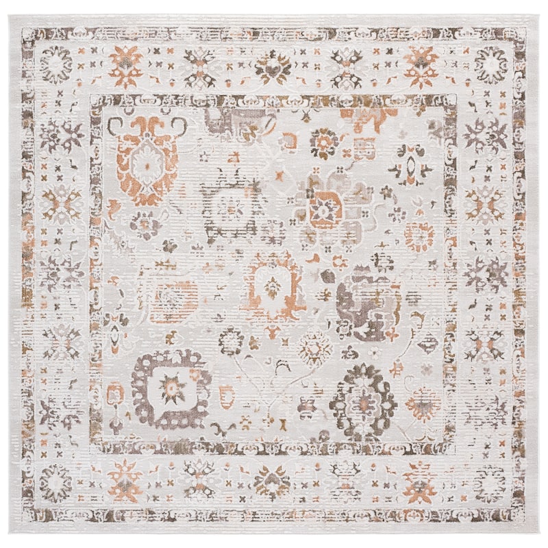 SAFAVIEH Leonette Aherine Boho Rug - 6'7" Square - Ivory/Brown Terra