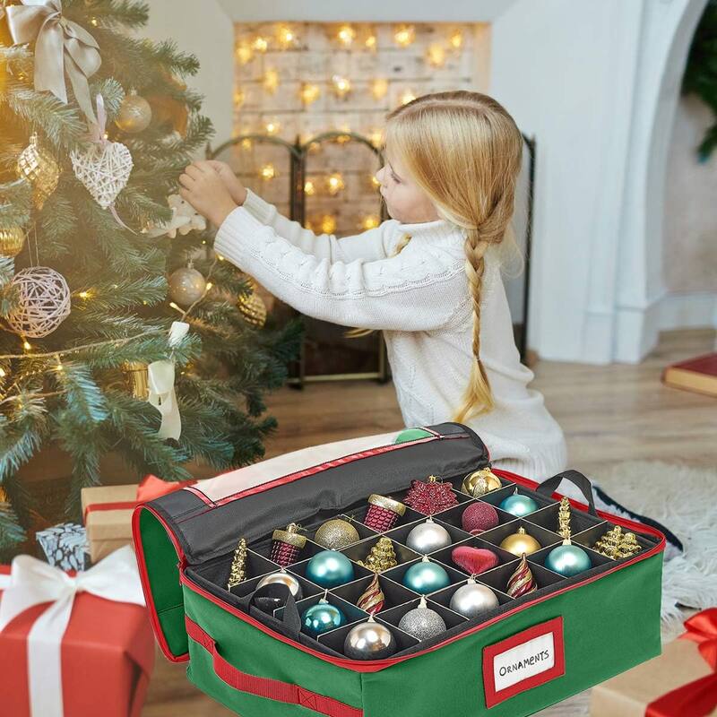 Underbed Christmas Ornament Storage Container - Holds up to 48-3 Inch Ornaments – Two Individual Removable Trays