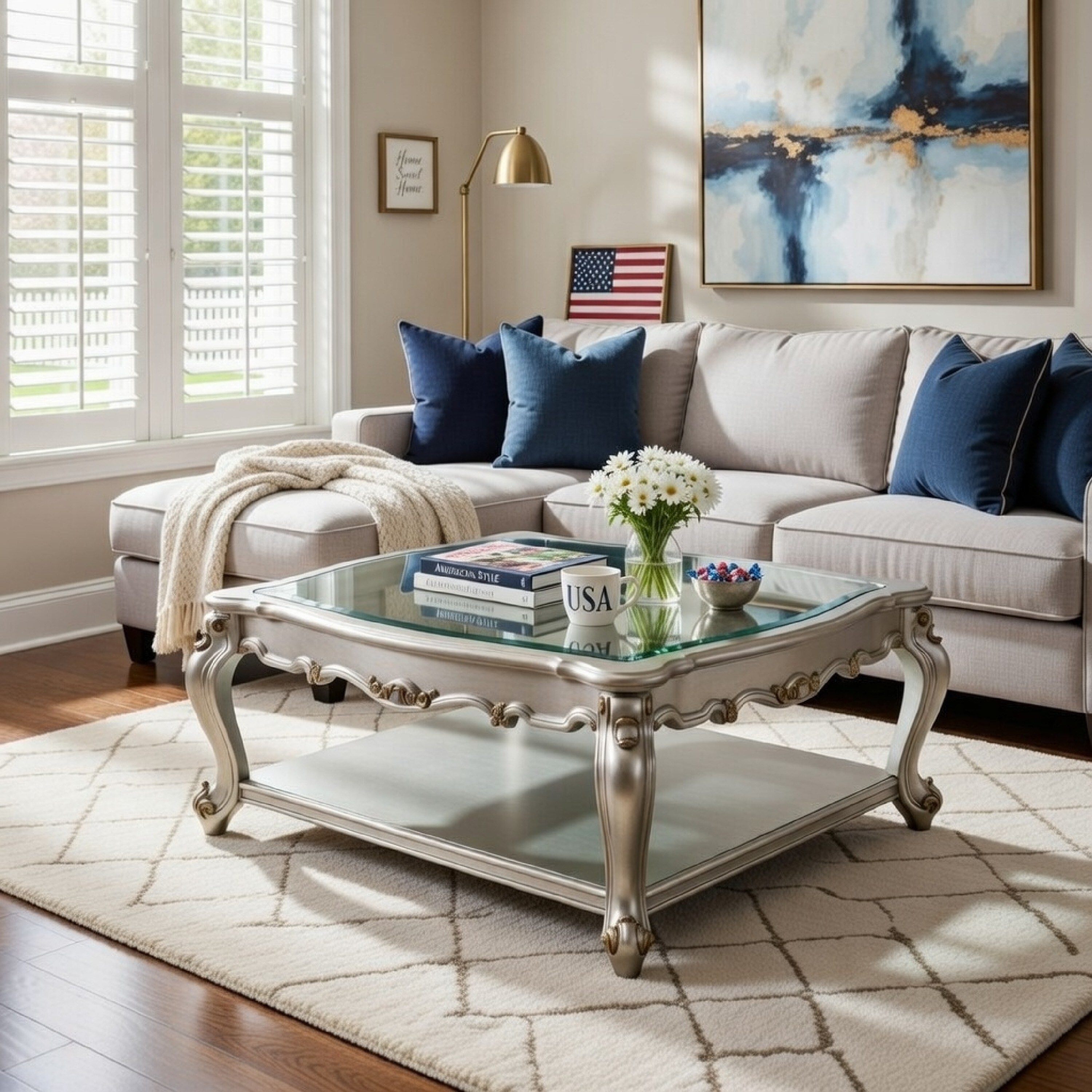 Traditional Scalloped Top Coffee Table with Queen Anne Legs