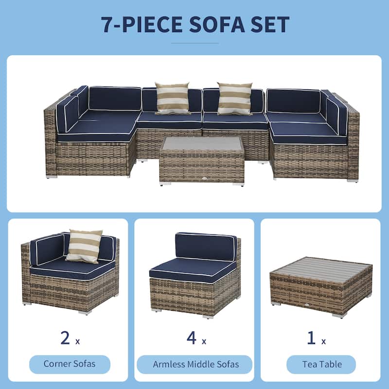 Outsunny 7-Piece Outdoor Wicker Patio Furniture Set