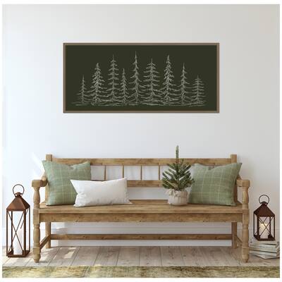 Kate and Laurel Framed Canvas Minimalist Evergreen Trees Sketch by The Creative Bunch Studio