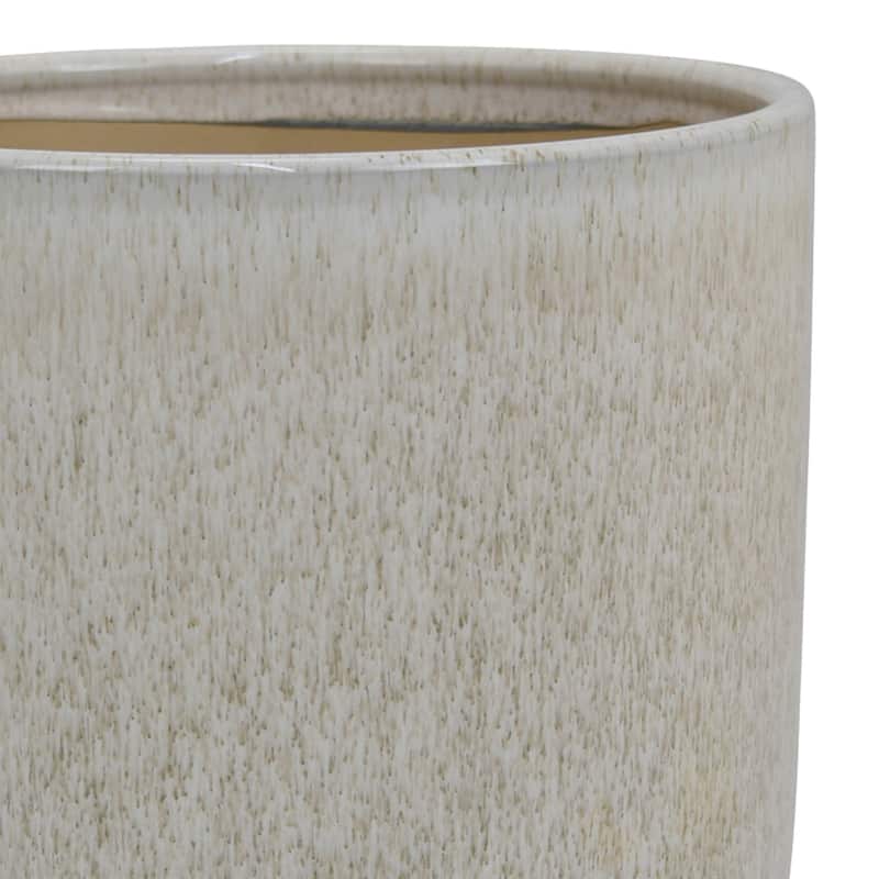 Lyna Accent Planter Set of 2, White Gray Ceramic Smooth Glossy Texture