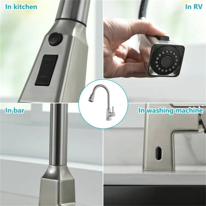 Touchless Kitchen Faucet With Pull Down Sprayer 1 Hole Smart Kitchen Sink Faucet Single Handle Hand Free Modern Vanity Basin Tap