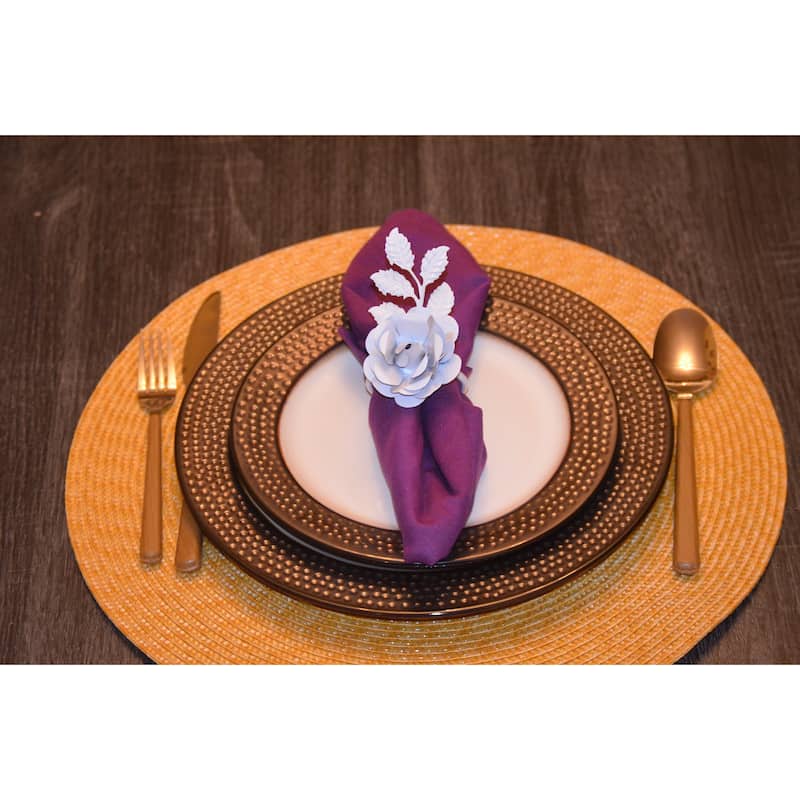 VIBHSA Napkin Rings Set of 8 (White Rose)