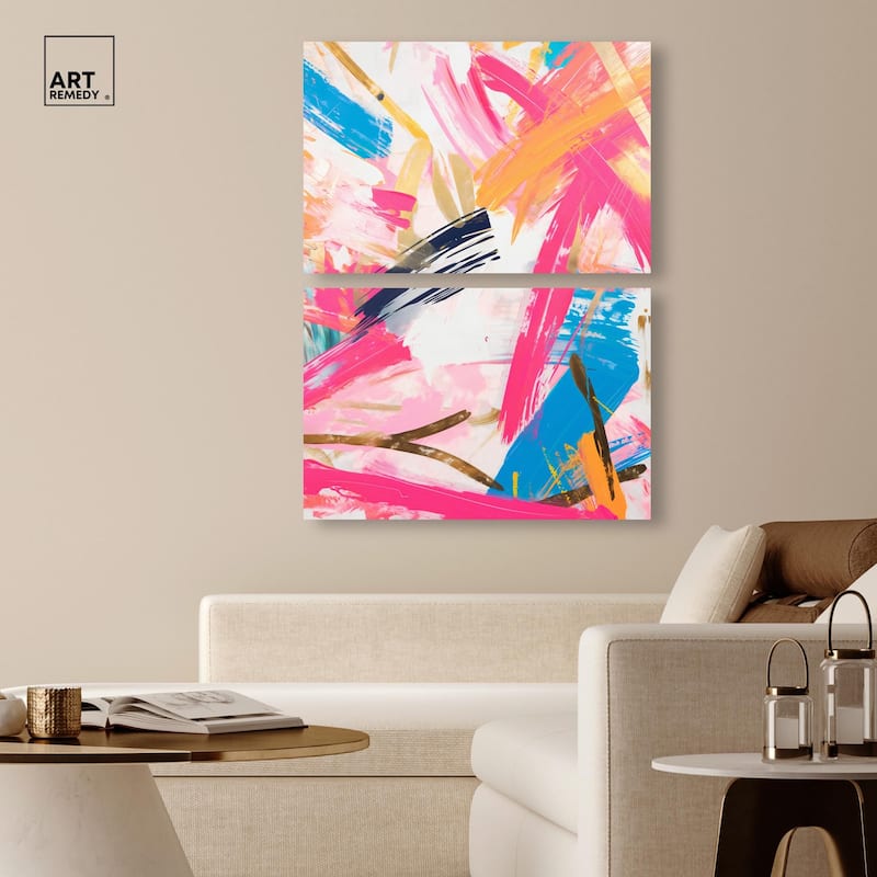 Language Spontaneity II Canvas Set of 2 by Art Remedy, Gallery Wrapped