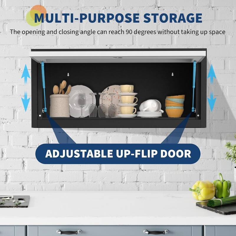 Wall-Mounted Heavy-Duty Cabinet with Lock for Kitchen, Office, Trailer, Garage - N/A