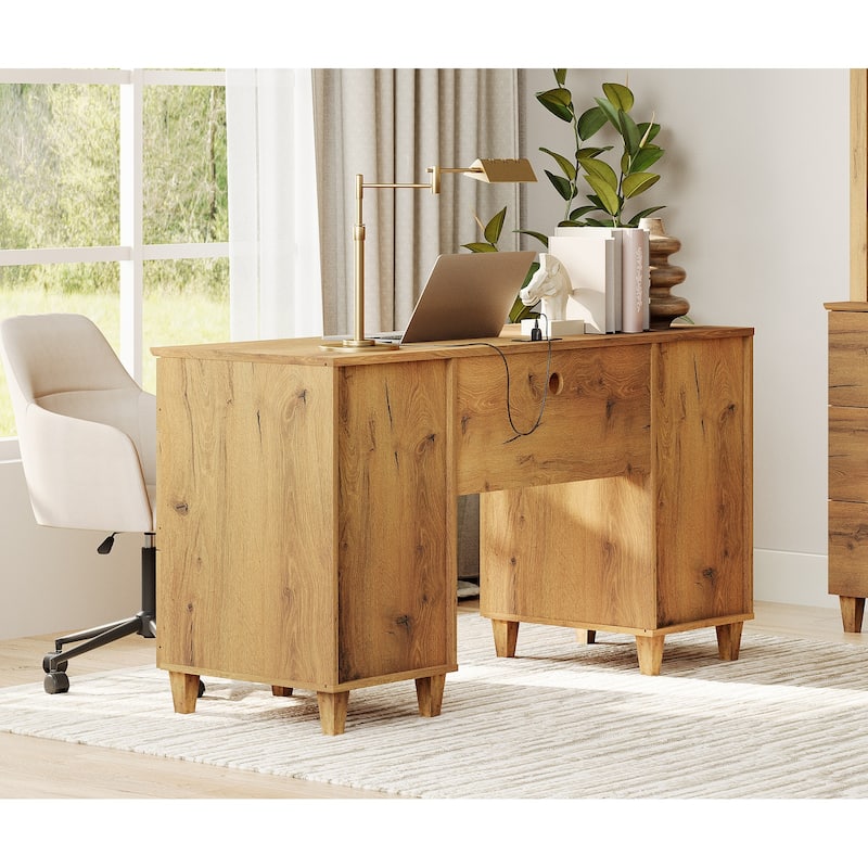 WAMPAT 58" Executive Desk with 5 Drawers & 1 Storage Cabinet