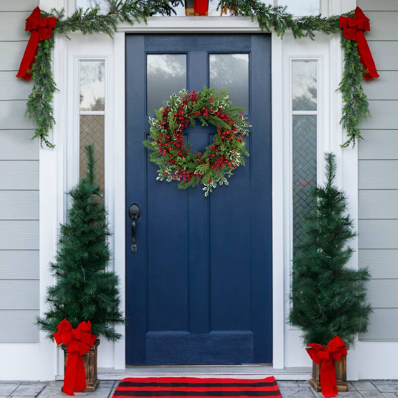 Mixed Pine Cedar and Berries Artificial Christmas Wreath - 30" - Unlit