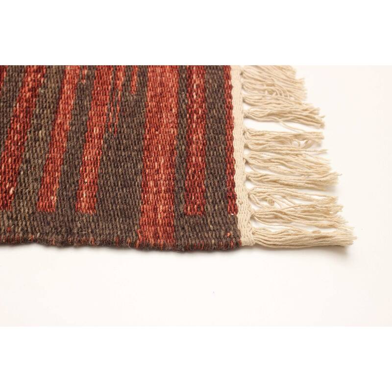 ECARPETGALLERY Flat-Weave Ankara FW Dark Red Wool Kilim - 5'3 x 7'7