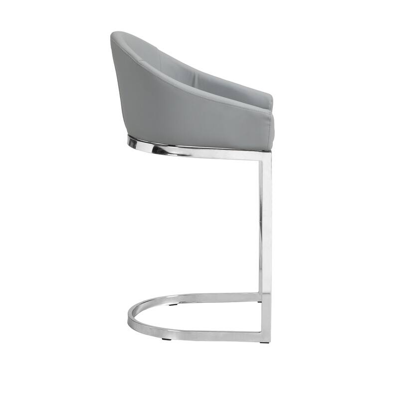 Upholstered Curved Counter Stool - 34.75" - Gray and Chrome