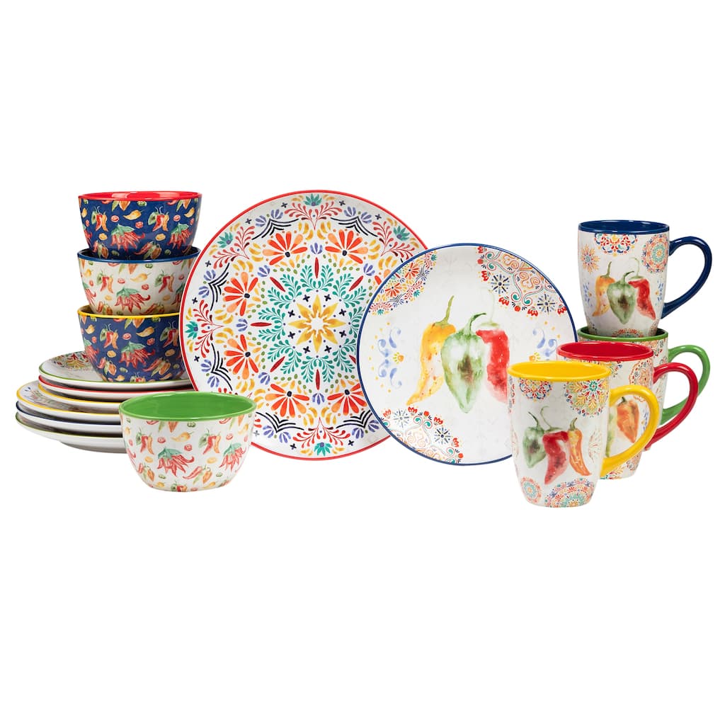 Certified International Sweet and Spicy 16-Piece Dinnerware Set, Service for 4