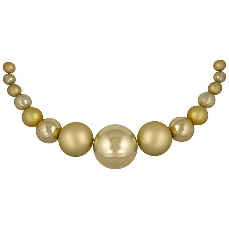 6' Shiny and Matte Shatterproof Ball Christmas Swag - Solid Gold