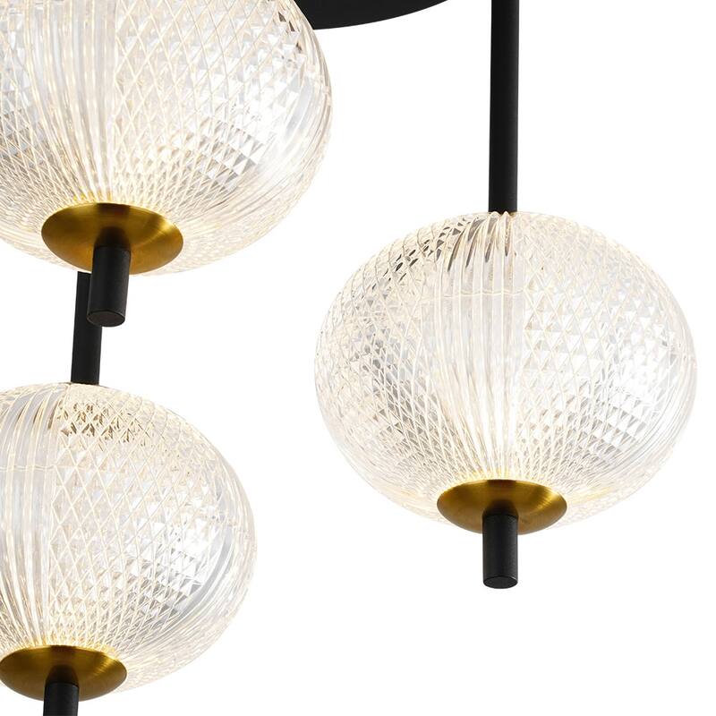 3-Light Cluster Diamond Grid Acrylic Dimmable LED Semi-flush Mount - N/A