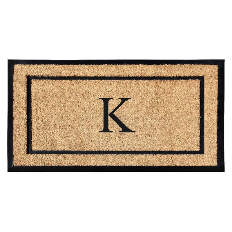 A1HC Natural Coir Monogrammed Door Mat for Front Door, Durable Large Outdoor Rug, Heavy Duty Welcome Doormat - 24" X 48"