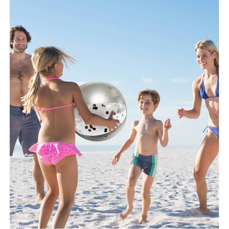 POZA Silver Inflatable Beach Balls and Giant Pool Noodles - 4 Pack - ‎74 x 6 x 6 inches