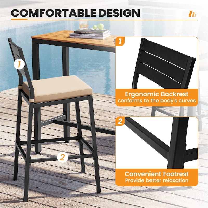 2/4PCS Outdoor Barstools with Cushion