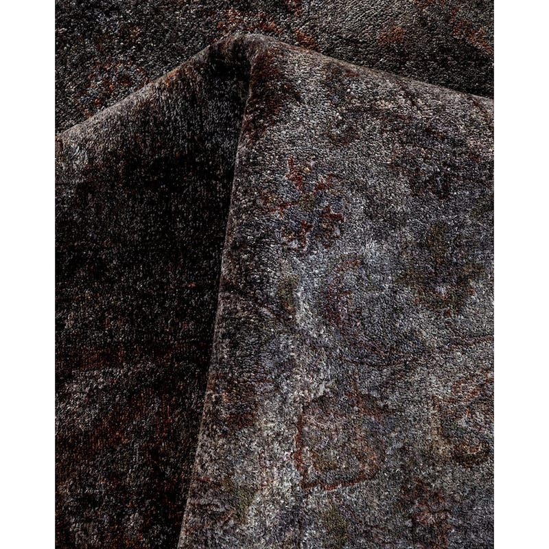 Overton Hand Knotted Wool Vintage Inspired Modern Contemporary Overdyed Gray Area Rug - 8' 4" x 10' 4"