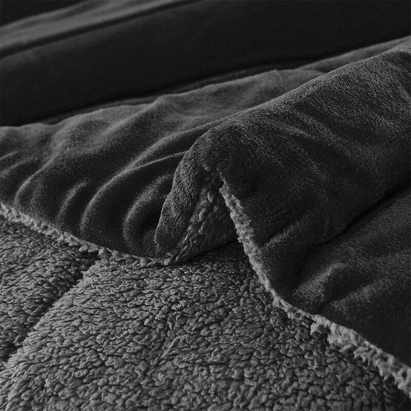 3 Pieces Comforter Set Blanket Thick Warm Soft Bedding Queen Black