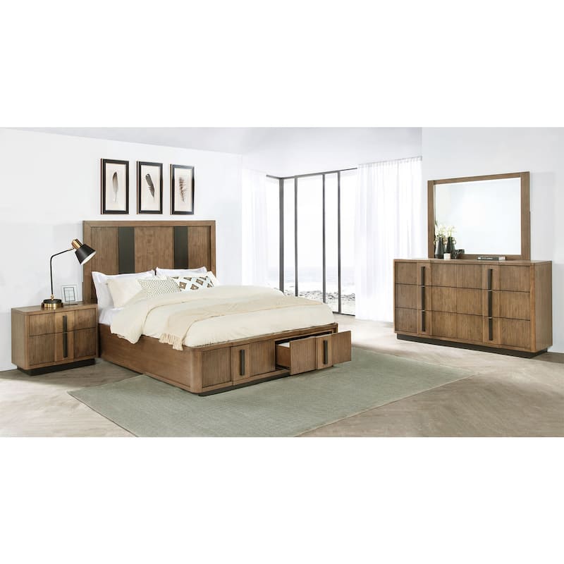 4-piece Wooden Queen Bedroom Set in Ash Brown