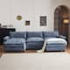 Option Blue Chenille 2-Ottoman