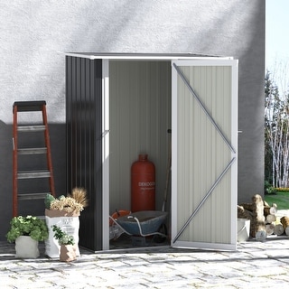 Outsunny 5' x 3' Metal Garden Storage Shed Tool house with Lockable Door for Backyard, Patio, Lawn