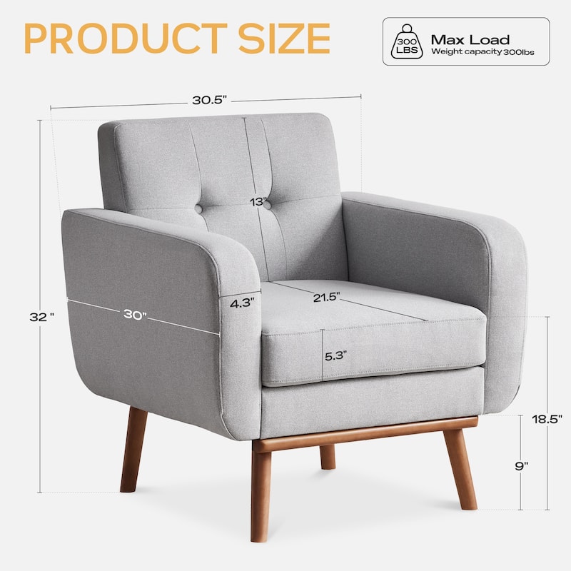 Tufted-Fabric-Upholstered-Accent Chair